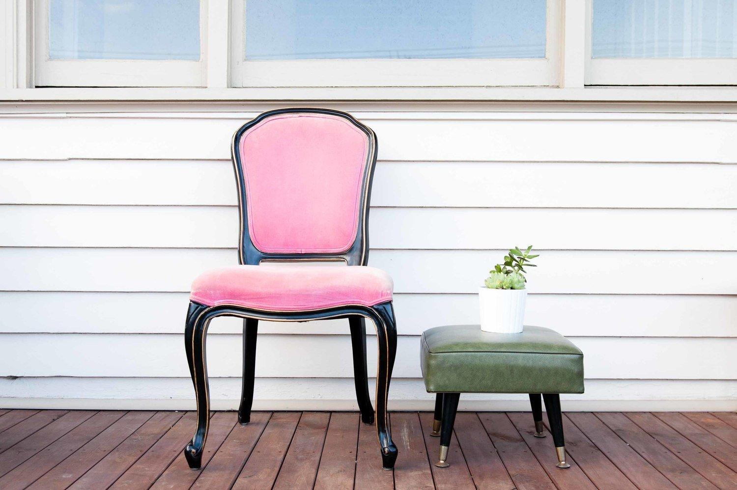 French pink dining chairs