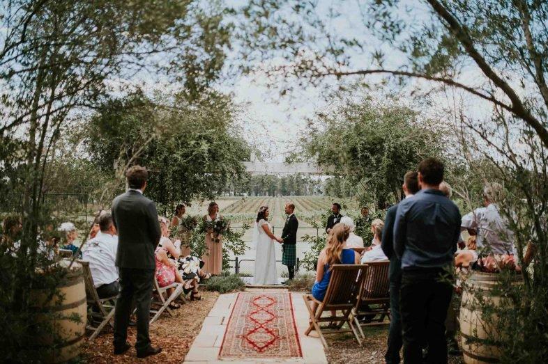 Outdoor wedding ceremony at Vinden Estate Homestead