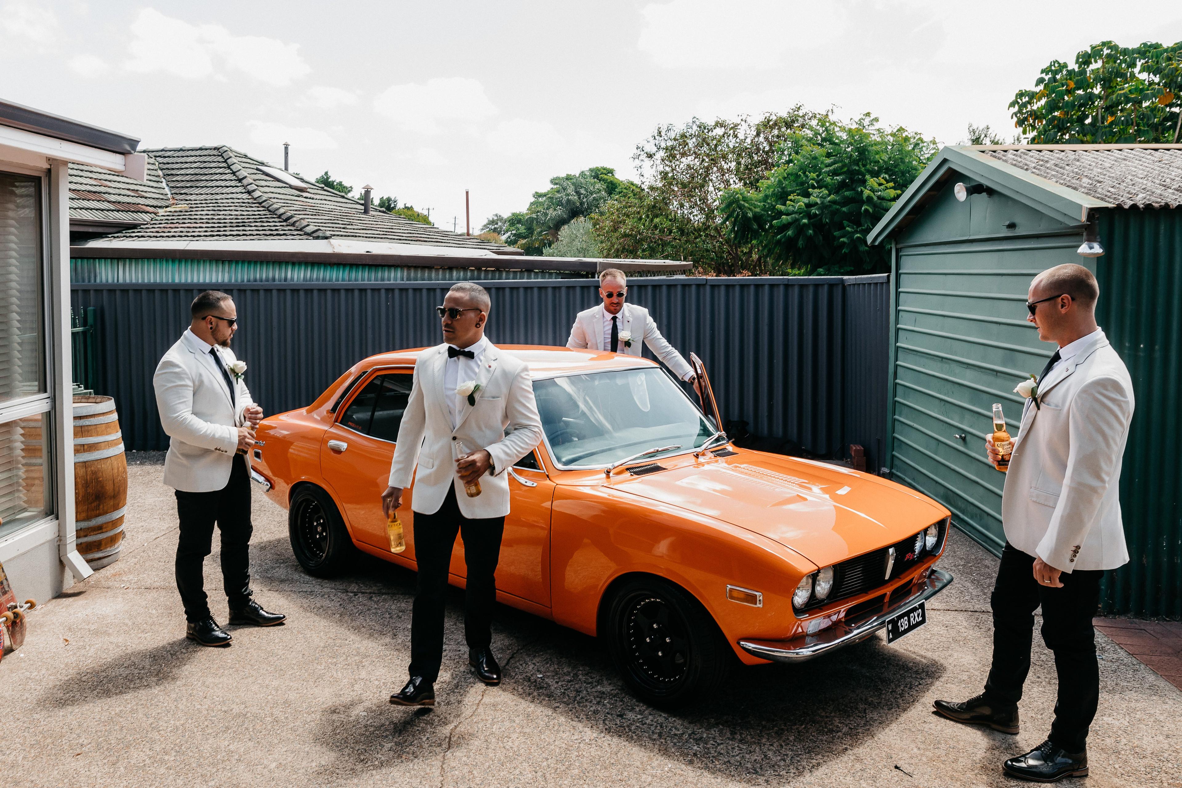 City wedding in Perth featuring groomsmen