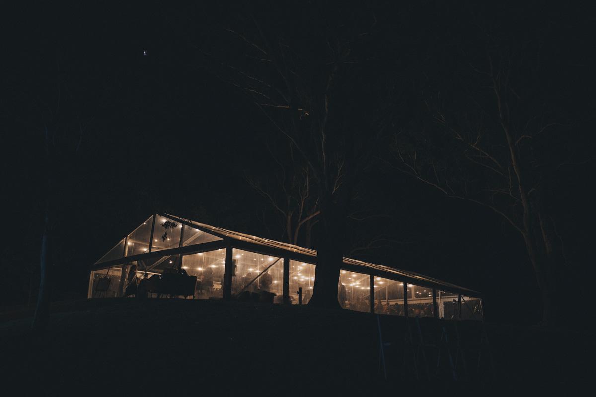 Wedding marquee at night