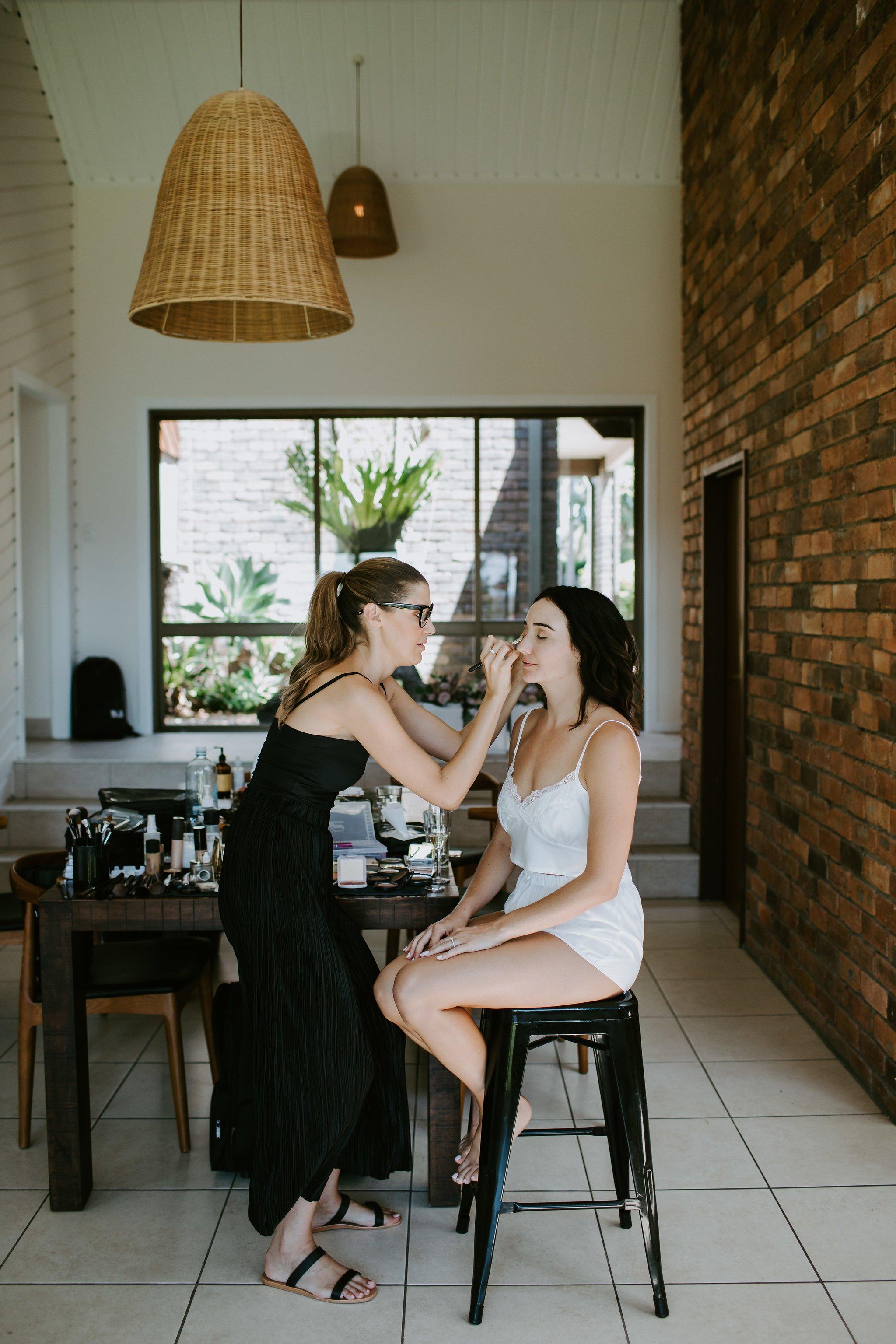 Bride getting ready for her wedding at Byron