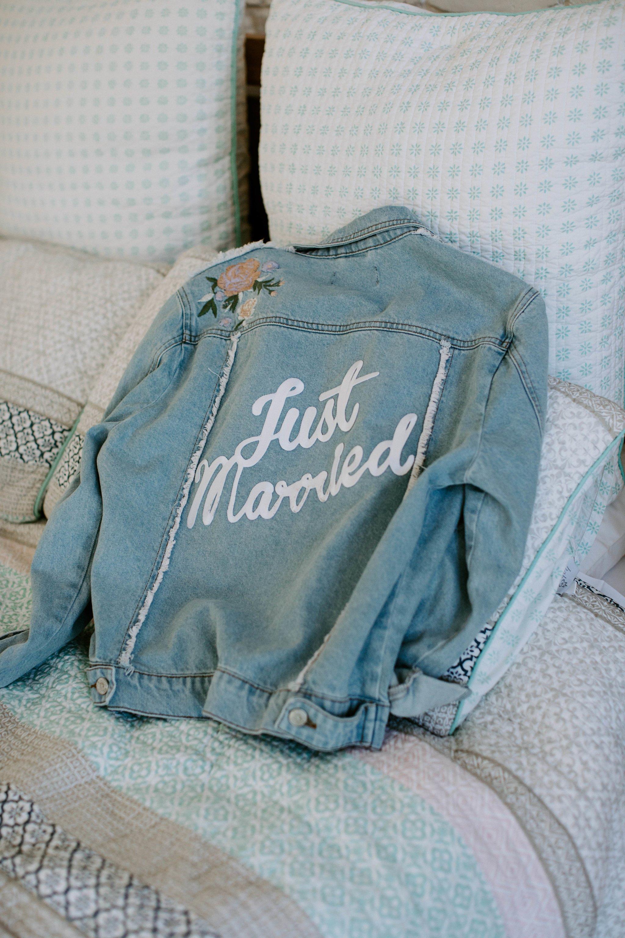 Just Married denim wedding jacket